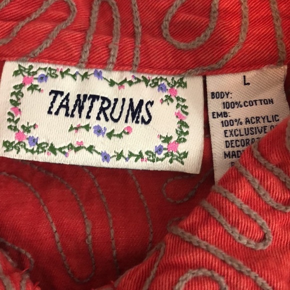 Tantrums Full Zipper Rustic Red Stitch Design Jacket Large - Picture 5 of 9